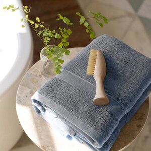 $70 NWT COZY EARTH Luxury Hand Towels (2) Harbor Mist blue